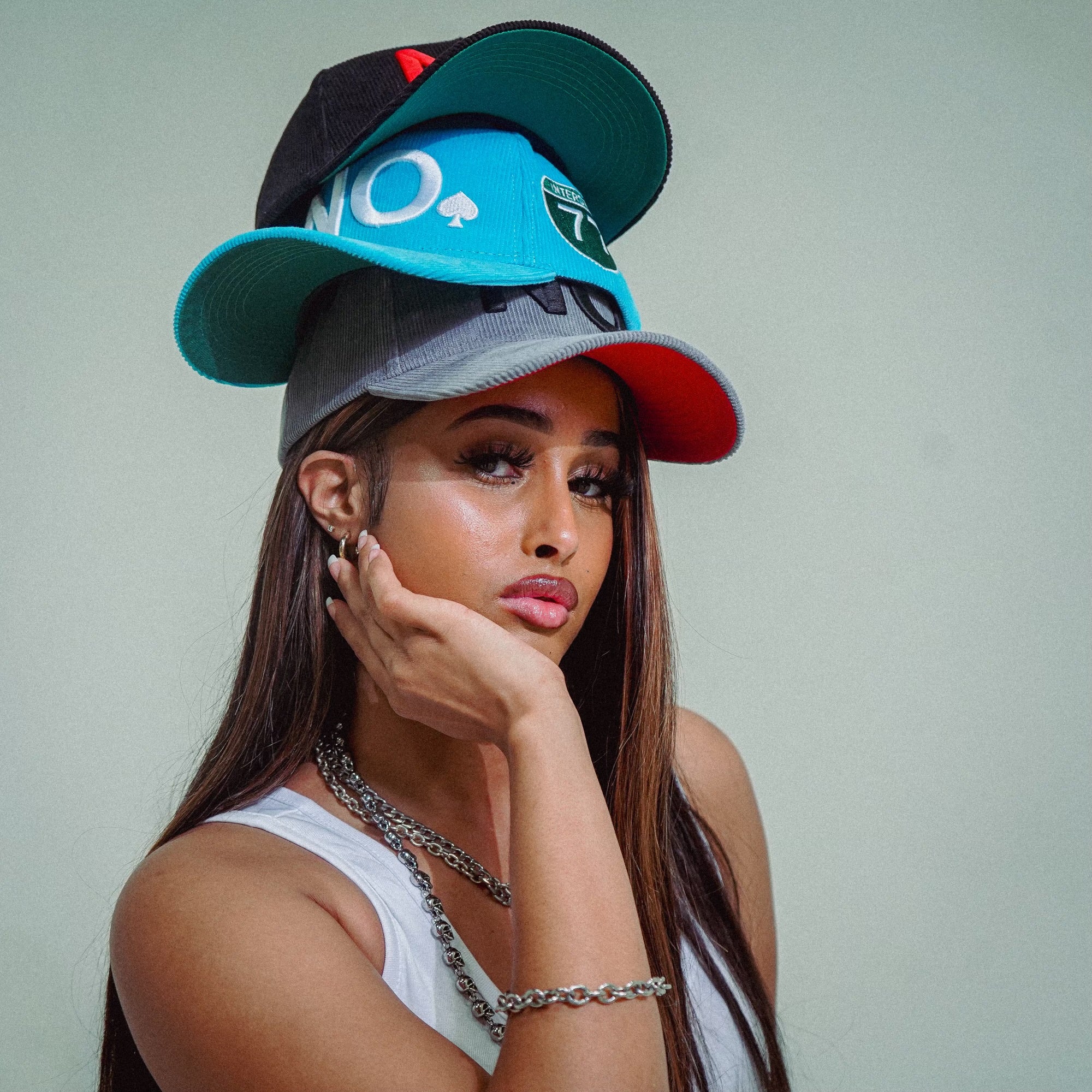 "NO" A-FRAME HAT (BLACK/RED)