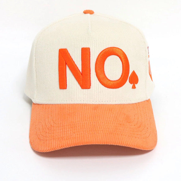 "NO" A-FRAME HAT (CREAM/ORANGE)